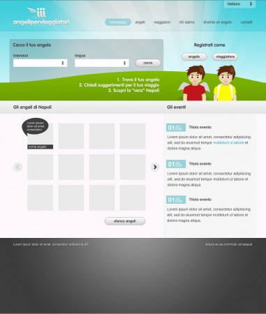 La prima bozza di homepage ... poi è cambiato molto.