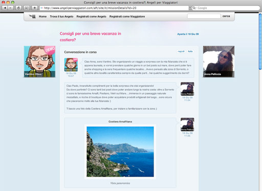 La pagina di una missione su www.angeliperviaggiatori.com La pagina di una missione su www.angeliperviaggiatori.com