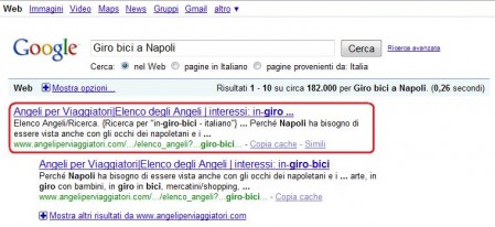 posizionamento di angeliperviaggiatori in google L'ottimo posizionamento di www.angeliperviaggiatori.com in Google per ricerche estremamente pertinenti