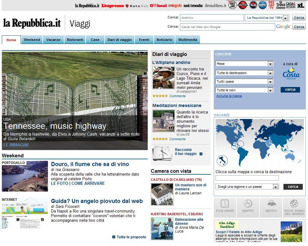3. Poco dopo le 19 è la terza notizia della home Repubblica Viaggi.